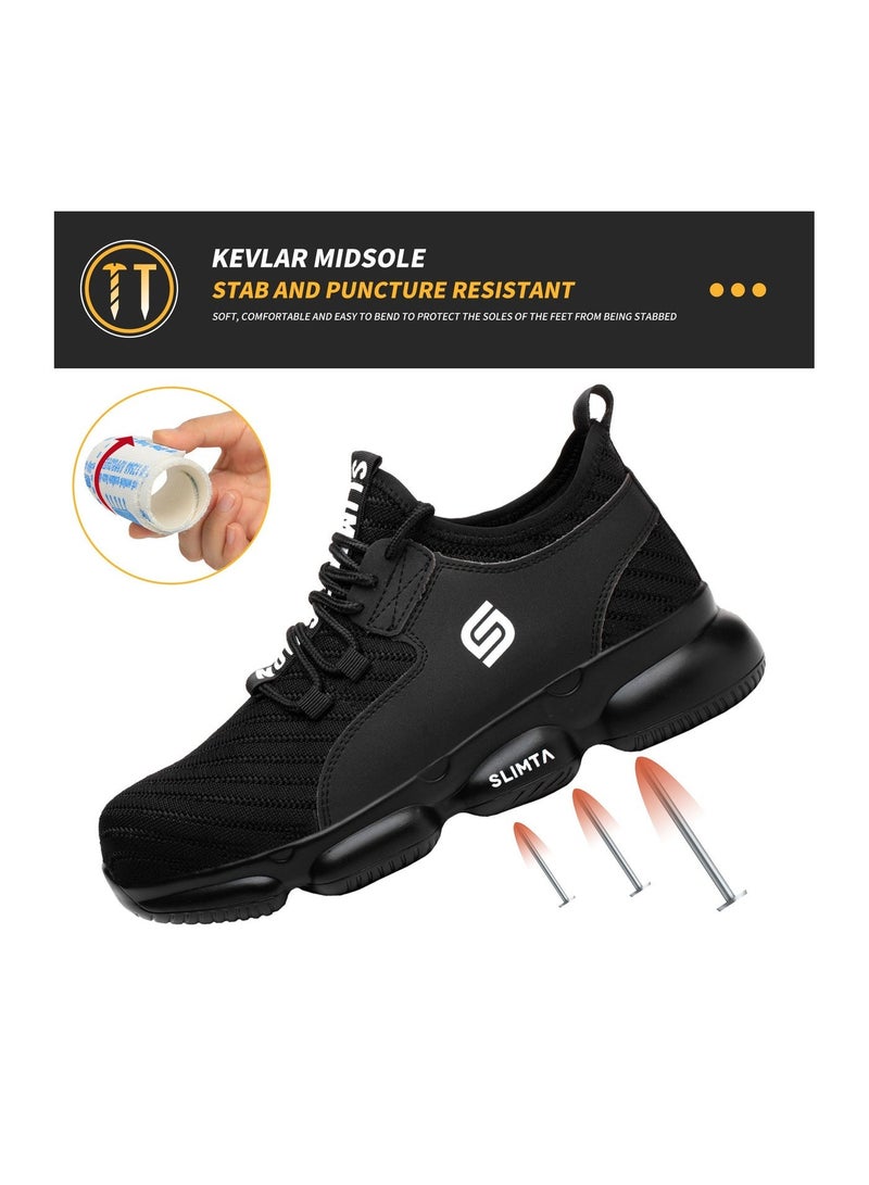 SLIMTA Men Women Safety Shoes Non-Slip Steel Toe Cap Trainers Mesh Breathable Lightweight Comfortable Puncture Proof Industrial Shoes - Image 3